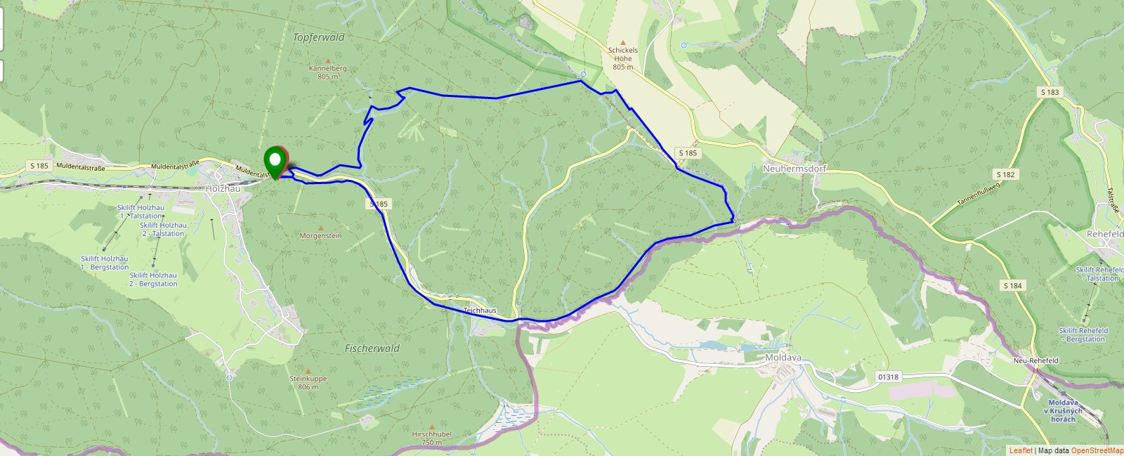 Skiloipe Holzhau Bahndamm-Dreitellen