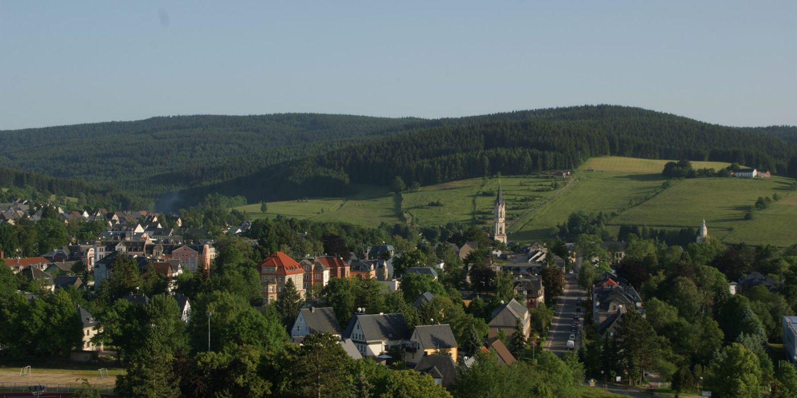 Blick zur Kirche in Eibenstock